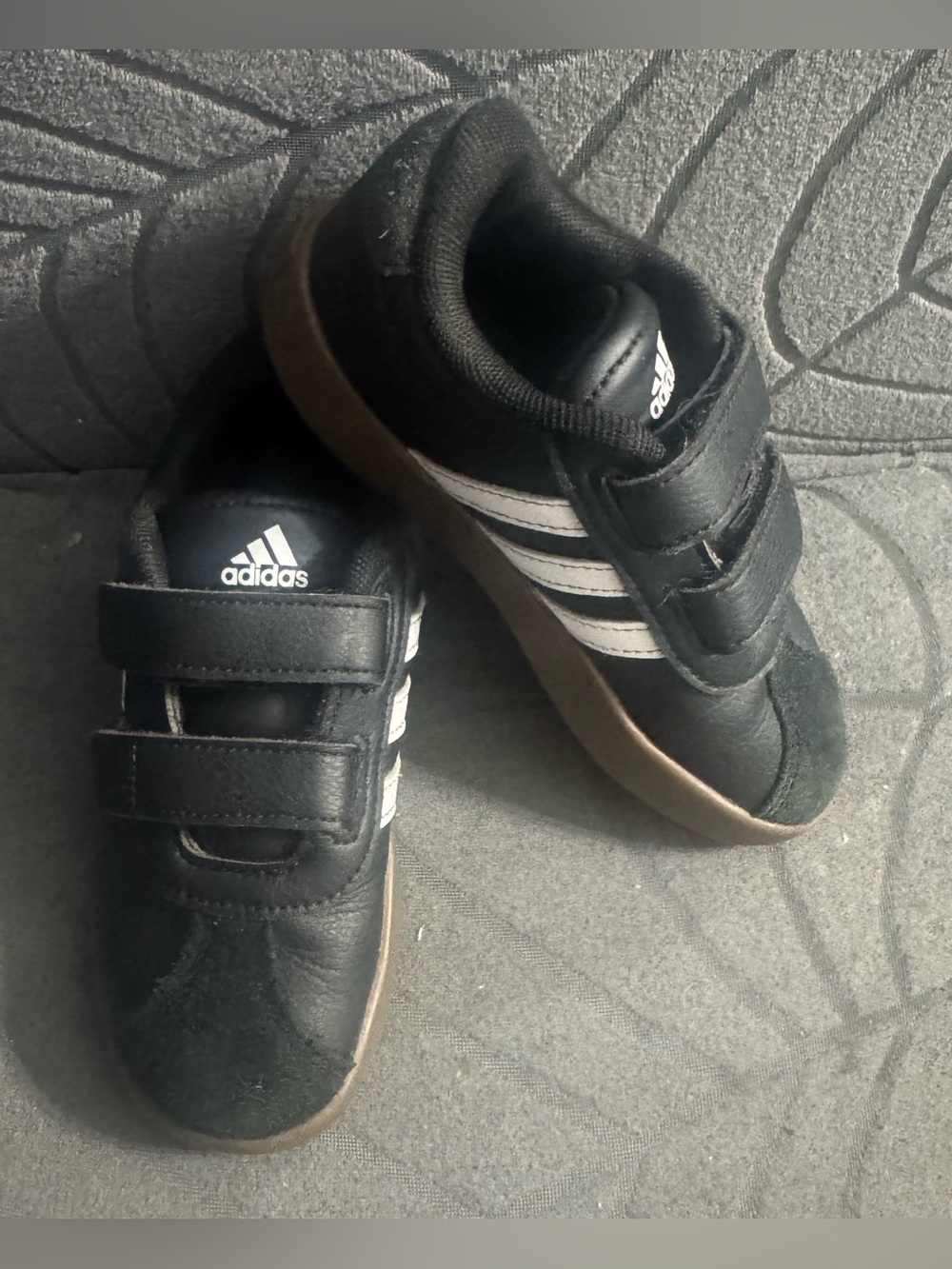 adidas Kids Black and White Velcro Strap Sneakers